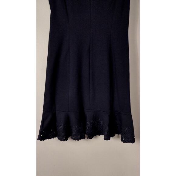 TALBOTS Sleeveless Flounce Dress Stretch Floral Trim Navy Size 8 - Picture 15 of 16